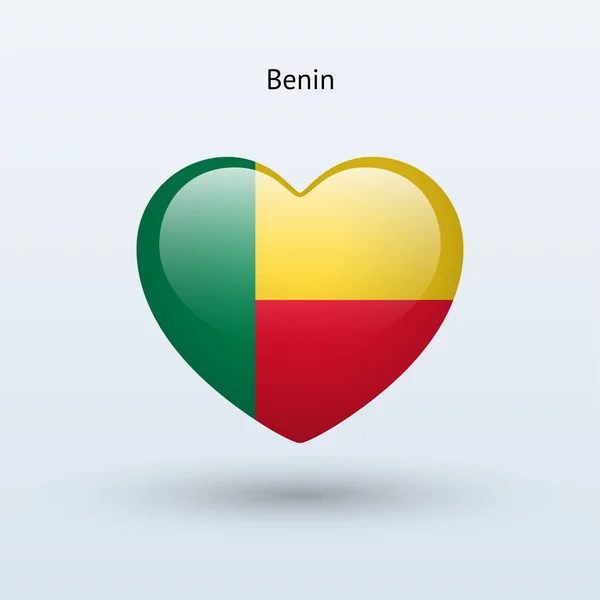 Love Benin symbol. Heart flag icon. — Stock Vector