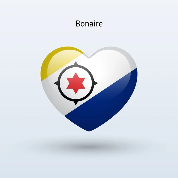 Amore Bonaire simbolo. Icona bandiera del cuore . — Vettoriale Stock