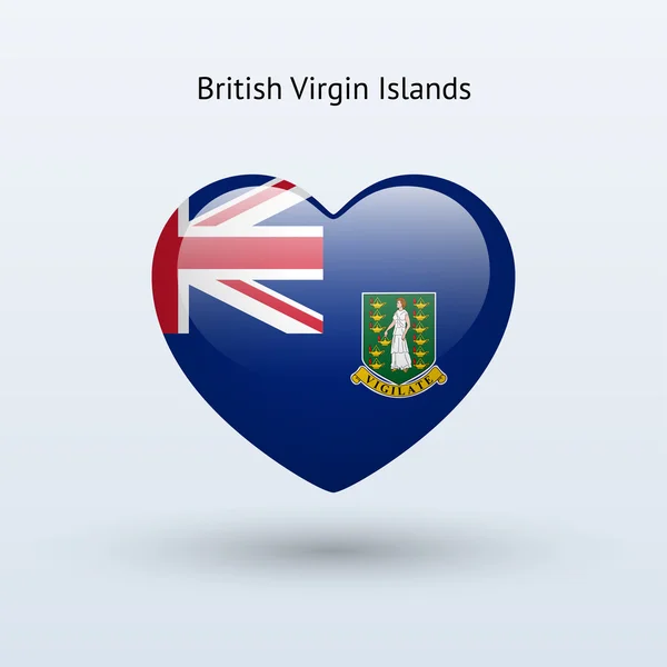 Love British Virgin Islands symbol. Heart flag icon. — Stock Vector