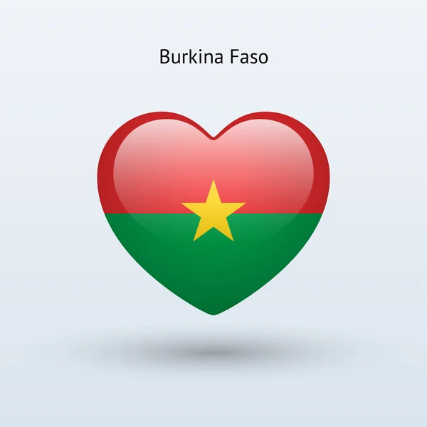 Amore Burkina Faso simbolo. Icona bandiera del cuore . — Vettoriale Stock