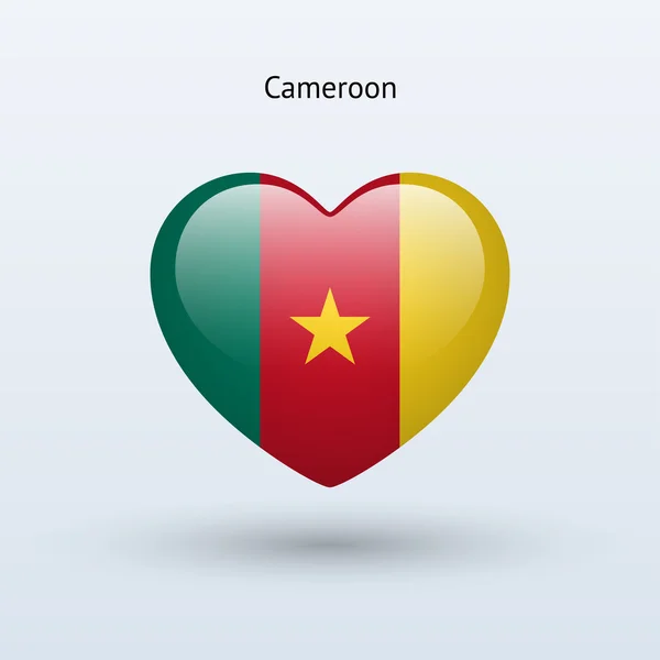 Amo il simbolo del Camerun. Icona bandiera del cuore . — Vettoriale Stock