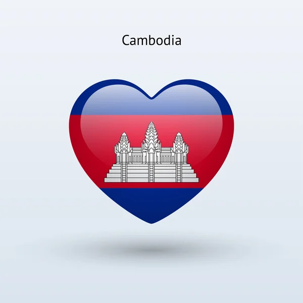 Liebe Kambodscha Symbol. Herz-Flagge-Symbol. — Stockvektor