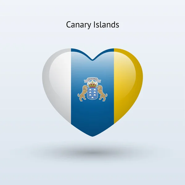 Love Canary Islands symbol. Heart flag icon. — Stock Vector