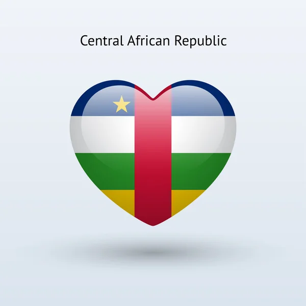 Adoro o símbolo da República Centro-Africana. Ícone da bandeira cardíaca . — Vetor de Stock
