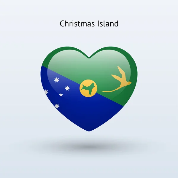 Love Christmas Island symbole. icône drapeau coeur . — Image vectorielle