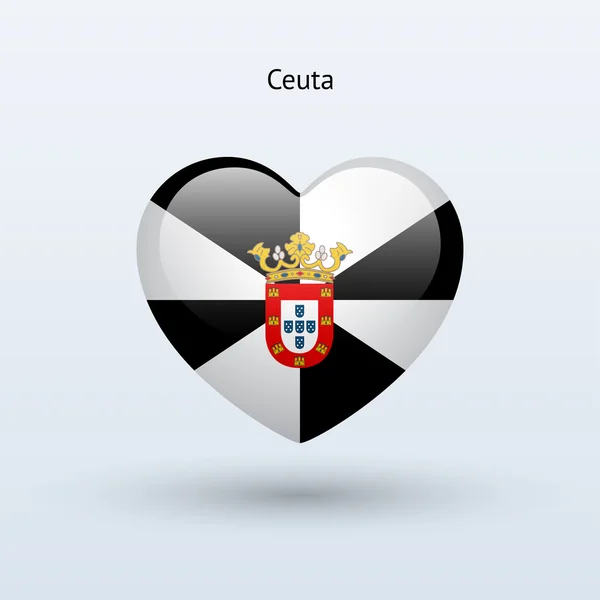 Amor símbolo de Ceuta. Icono bandera del corazón . — Archivo Imágenes Vectoriales