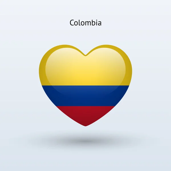 コロンビアのシンボルが大好きです。ハートのフラグ アイコン. — ストックベクタ