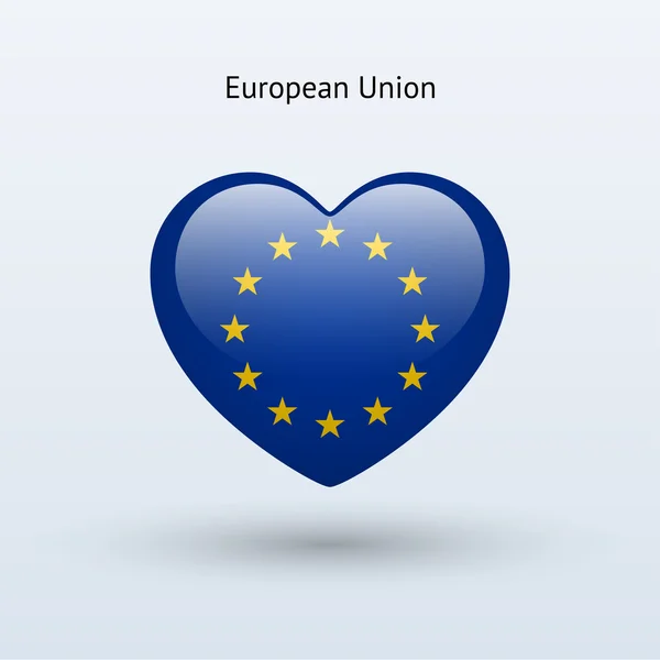 Aşk Avrupa Birliği sembolü. Kalp bayrak simgesi. — Stok Vektör