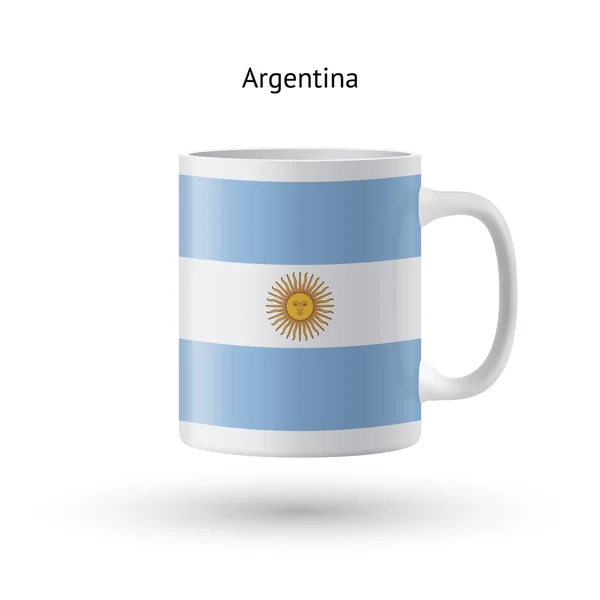 Taza de recuerdo bandera Argentina sobre fondo blanco . — Archivo Imágenes Vectoriales