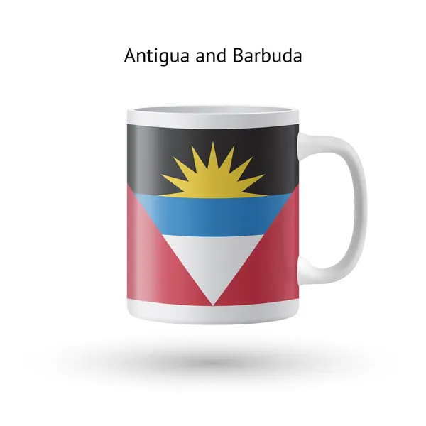 Taza de recuerdo de bandera de Antigua y Barbuda sobre fondo blanco . — Archivo Imágenes Vectoriales