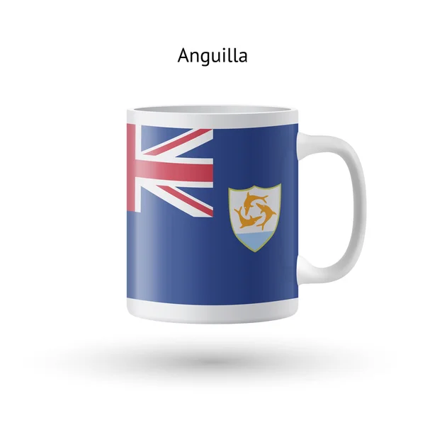 Tasse souvenir drapeau Anguilla sur fond blanc . — Image vectorielle