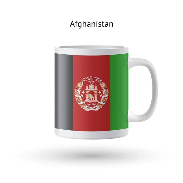 Afghanistan vlag souvenir mok op witte achtergrond. — Stockvector