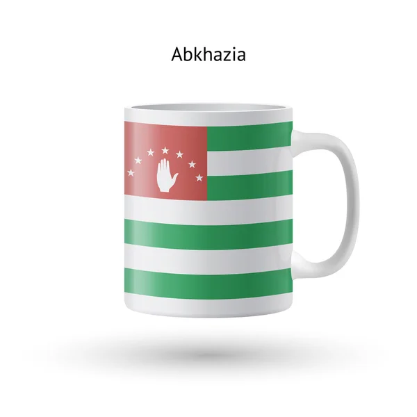 Caneca de lembrança de bandeira da Abcásia no fundo branco . — Vetor de Stock