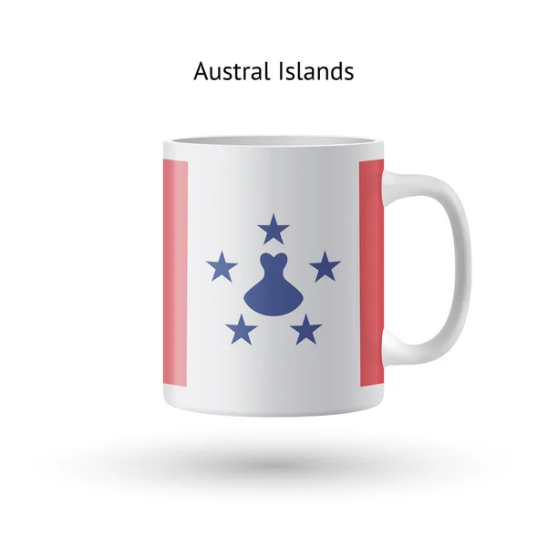 Austral Islands flag souvenir mug on white background. — Stock Vector