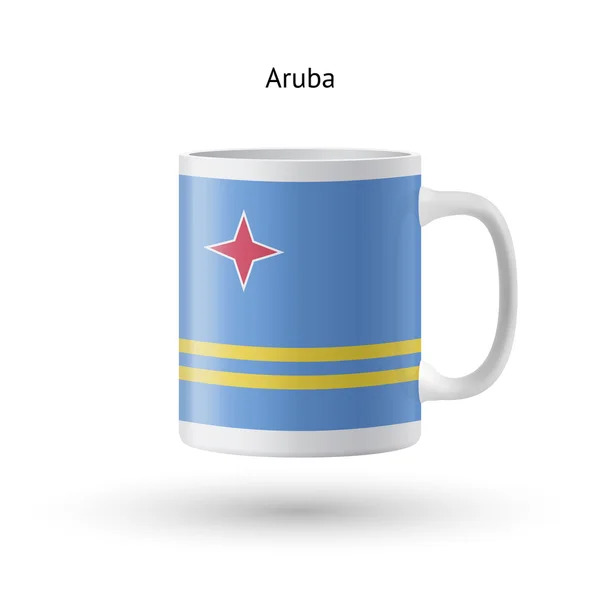 白い背景の上アルバ旗記念マグカップ. — ストックベクタ