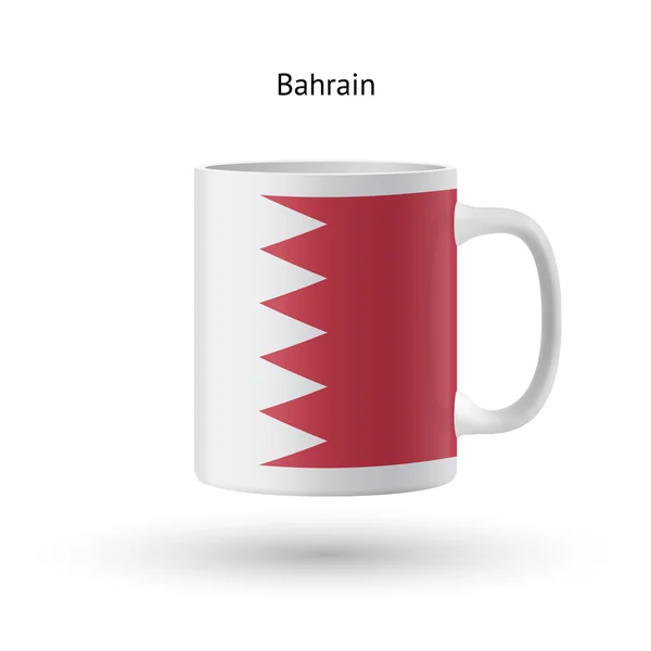 Bahrains flagga souvenir mugg på vit bakgrund. — Stock vektor