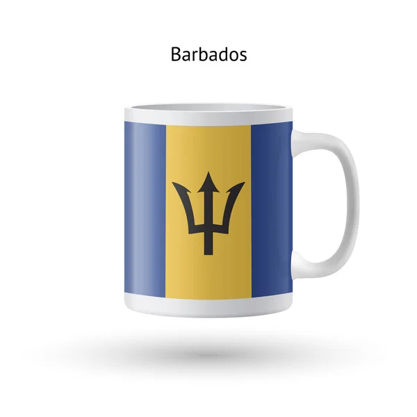 Barbados flag souvenir mug on white background. — Stock Vector