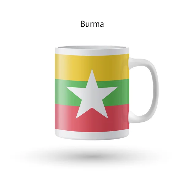 Barma vlajky suvenýr hrnek na bílém pozadí. — Stockový vektor
