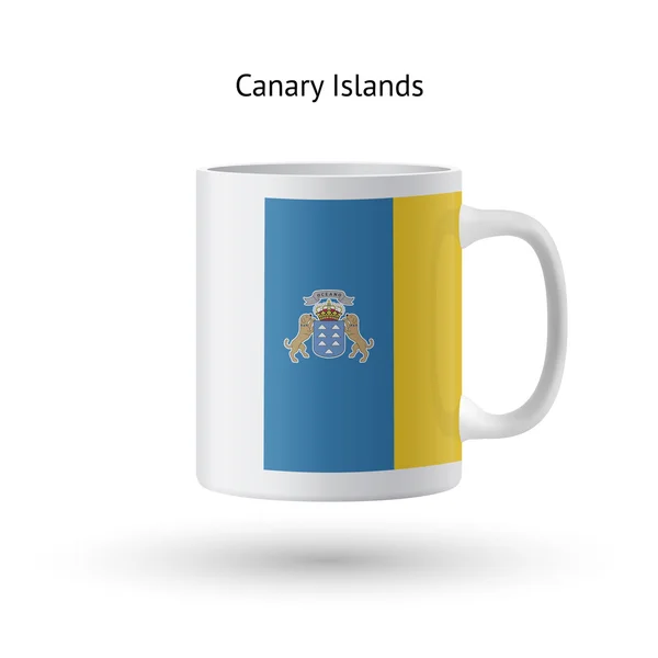 Canarische eilanden vlag souvenir mok op witte achtergrond. — Stockvector