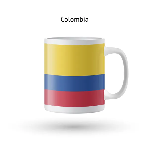 Caneca de lembrança de bandeira de Colômbia em fundo branco. — Stockvector