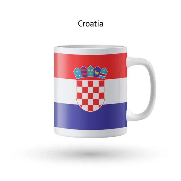 Hırvatistan bayrağı Hediyelik eşya kupa beyaz zemin üzerine. — Stok Vektör