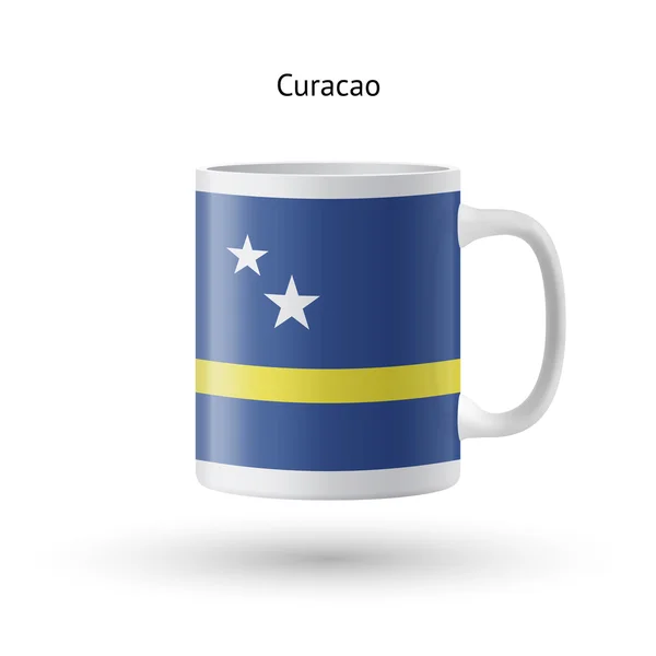 Curacao flag souvenir mug on white background. — Stock Vector