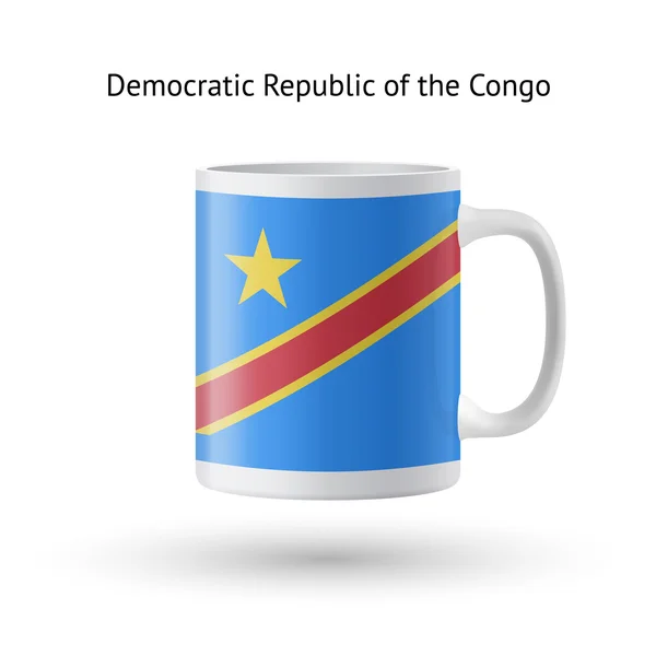 Caneca de lembrança de bandeira da República Democrática do Congo em branco . — Vetor de Stock