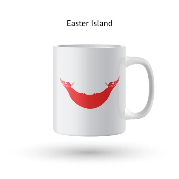 Taza de recuerdo de bandera de Isla de Pascua sobre fondo blanco . — Vector de stock