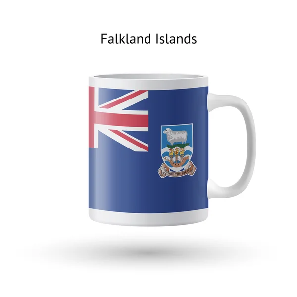 Tazza souvenir bandiera Isole Falkland su sfondo bianco . — Vettoriale Stock