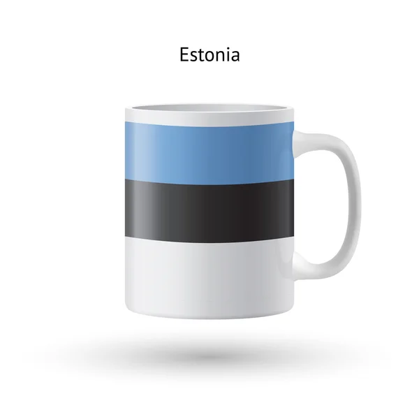 Estlands flagga souvenir mugg på vit bakgrund. — Stock vektor