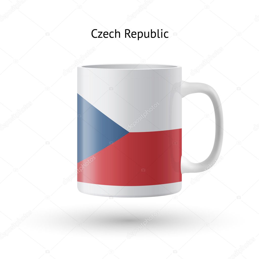 Czech Republic flag souvenir mug on white background.