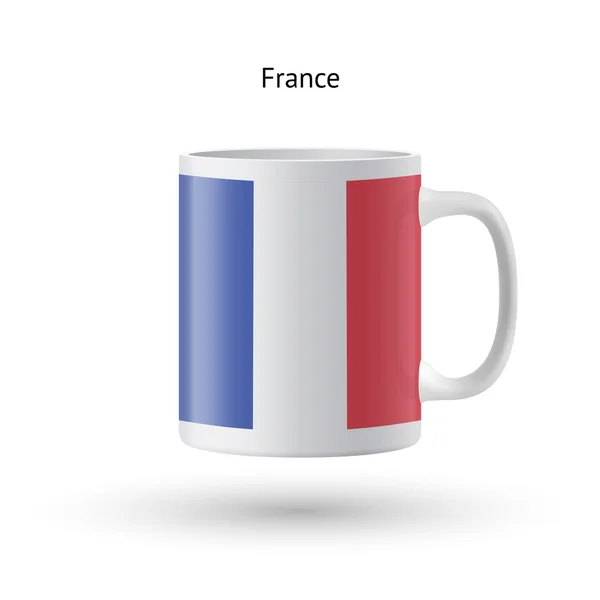 흰색 바탕에 프랑스 깃발 기념품 찻잔. — 스톡 벡터