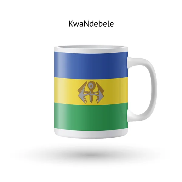 Tazza souvenir bandiera KwaNdebele su sfondo bianco . — Vettoriale Stock