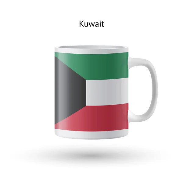 Kuwait flag souvenir mug on white background. — Stock Vector