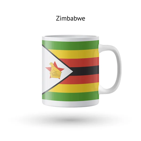 Tasse souvenir drapeau Zimbabwe sur fond blanc . — Image vectorielle