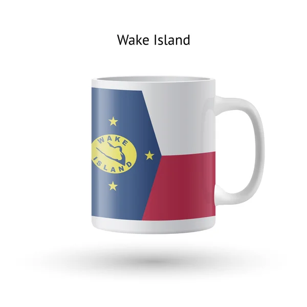 白の背景にウェーク島旗お土産マグカップ. — ストックベクタ