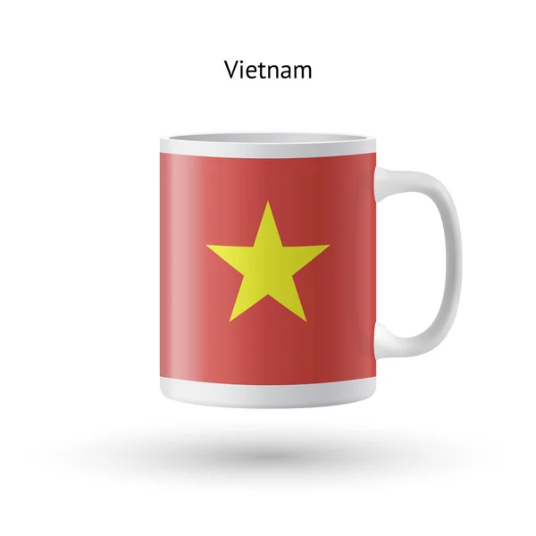 Vietnam tandai mug souvenir di latar belakang putih . - Stok Vektor