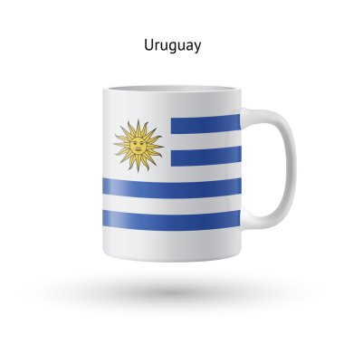 Uruguay bayrağı Hediyelik eşya kupa beyaz zemin üzerine.