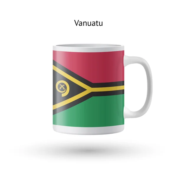 Vanuatus flagga souvenir mugg på vit bakgrund. — Stock vektor