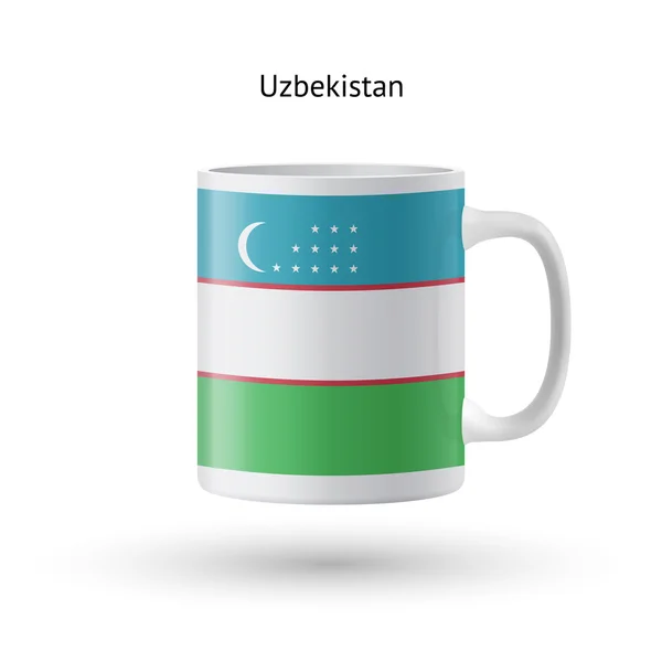 Caneca de lembrança de bandeira do Usbequistão no fundo branco . — Vetor de Stock