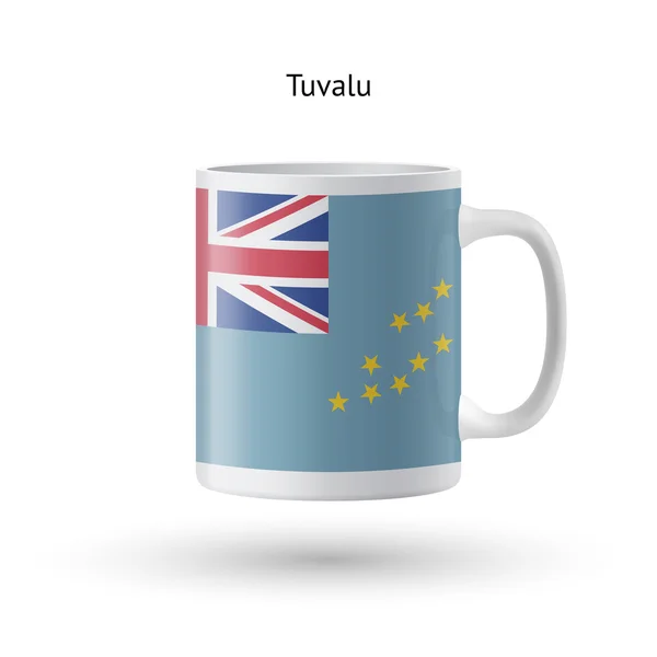 Caneca de lembrança de bandeira tuvalu no fundo branco . — Vetor de Stock