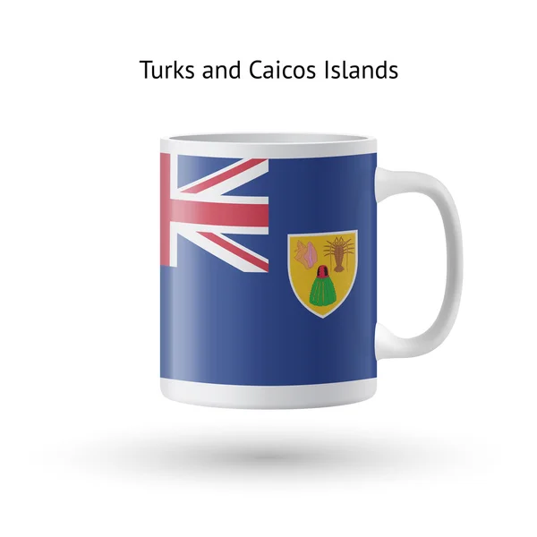 Turks ve caicos Adaları Hediyelik eşya kupa beyaz zemin üzerine bayrak. — Stok Vektör