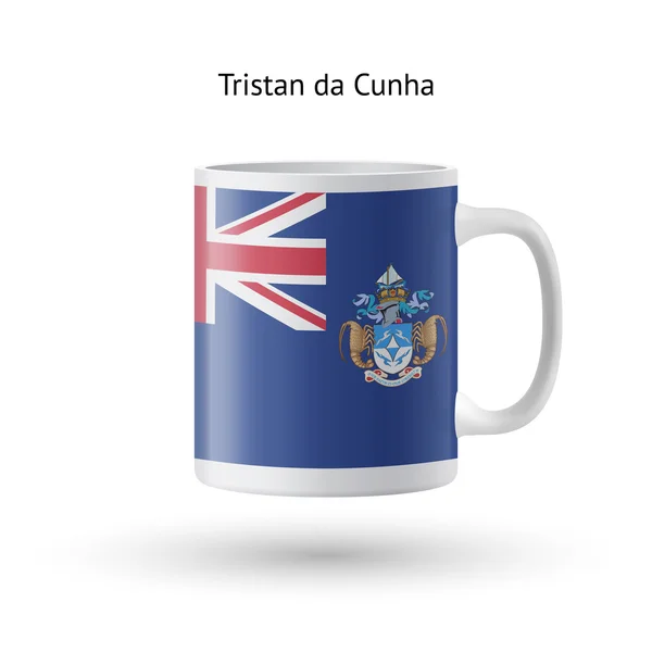 Tristan da cunha bayrak Hediyelik eşya kupa beyaz zemin üzerine. — Stok Vektör