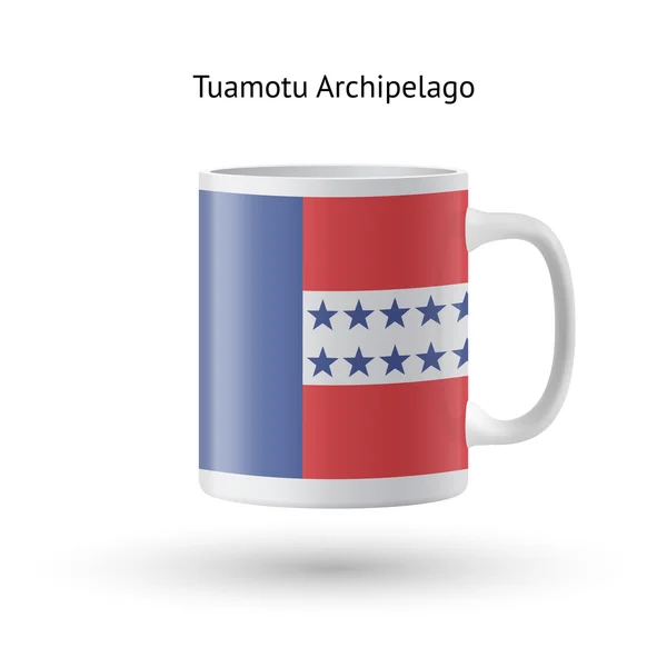 Tuamotu Archipelago flag souvenir mug on white background. — Stock Vector