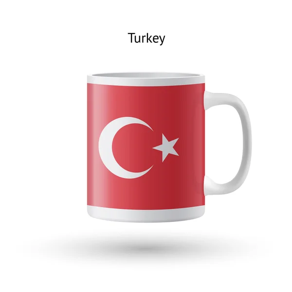 흰색 바탕에 터키 국기 기념품 찻잔. — 스톡 벡터
