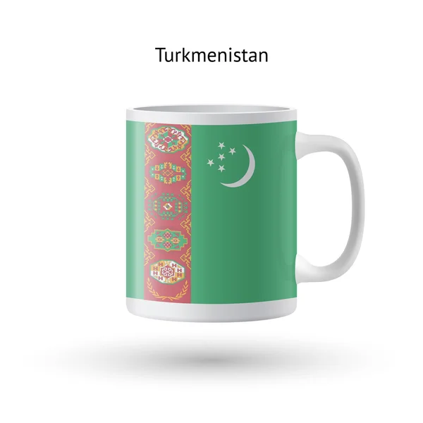 Taza de recuerdo de bandera de Turkmenistán sobre fondo blanco . — Archivo Imágenes Vectoriales