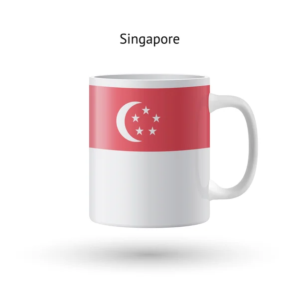 Tasse souvenir drapeau Singapour sur fond blanc . — Image vectorielle