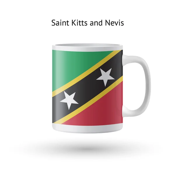 Saint kitts en nevis vlag souvenir mok op witte achtergrond. — Stockvector