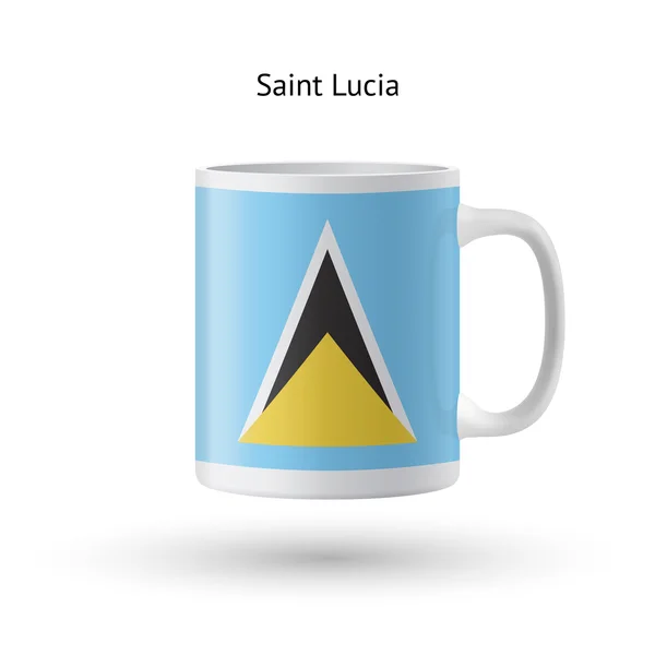 Saint Lucia Flagge Souvenir-Tasse auf weißem Hintergrund. — Stockvektor