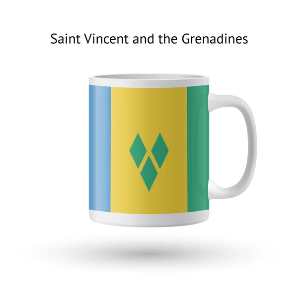 Saint Vincent and Grenadines flag souvenir mug on white. — Stock Vector
